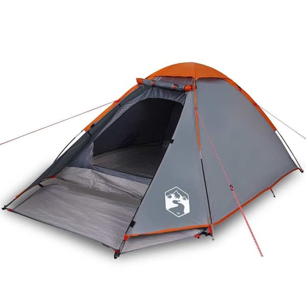 vidaXL Kuppeltelt for camping 2 personer grå og oransje vanntett