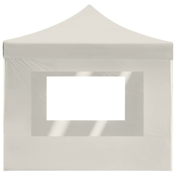 Hopfällbart partytält med väggar aluminium 4,5x3 m gräddvit