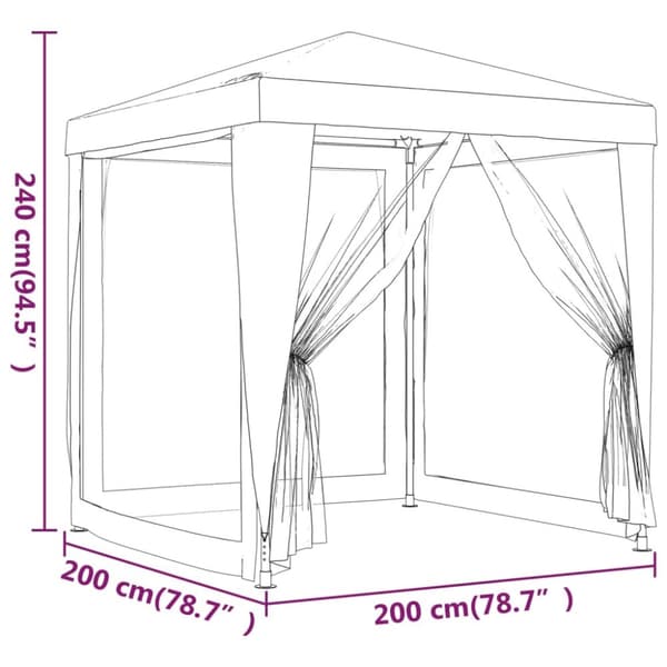 Juhlateltta 4 verkkosivuseinää antrasiitti 2x2 m HDPE