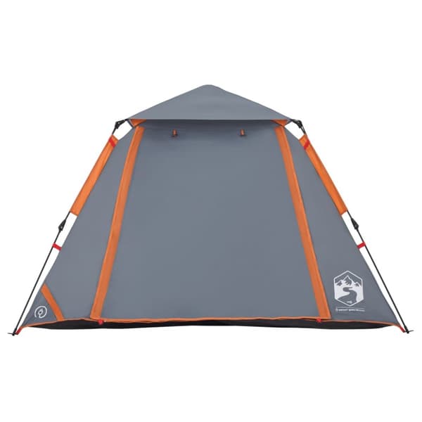 4-personers campingtelt kuppel quick-release grå og orange