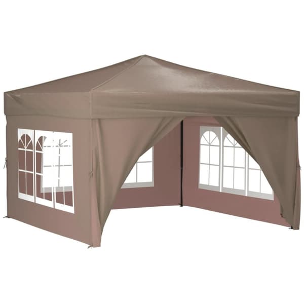 Kokoontaittuva juhlateltta sivuseinillä taupe 3x3 m