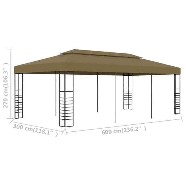 Paviljong 6x3x2,7 m taupe 180 g/m²