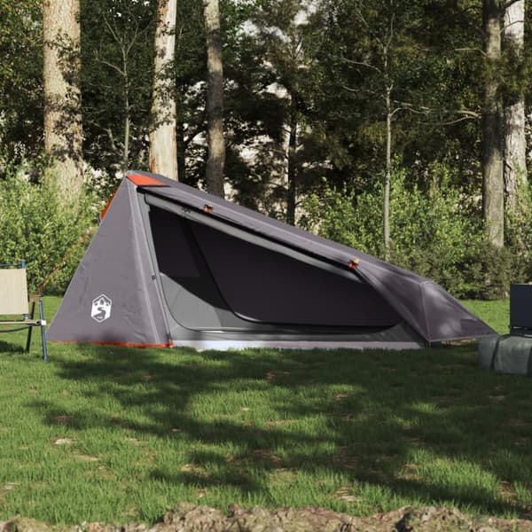 Campingtält tunnel 1 person grå och orange vattentätt