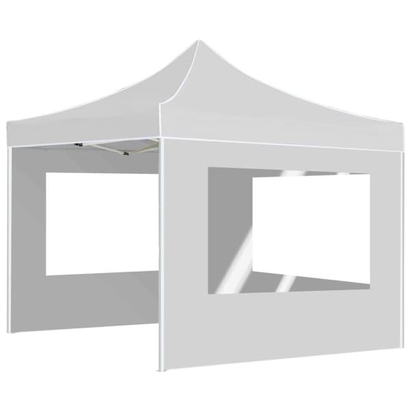 foldbart festtelt med vægge aluminium 3 x 3 m hvid