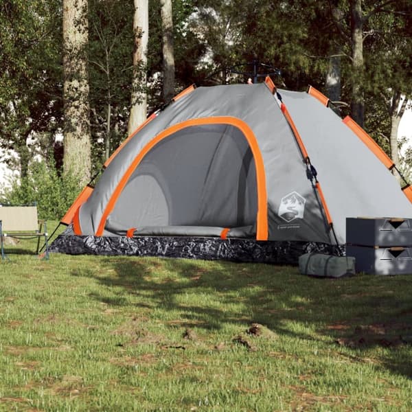 5-personers campingtelt vandtæt quick-release grå og orange