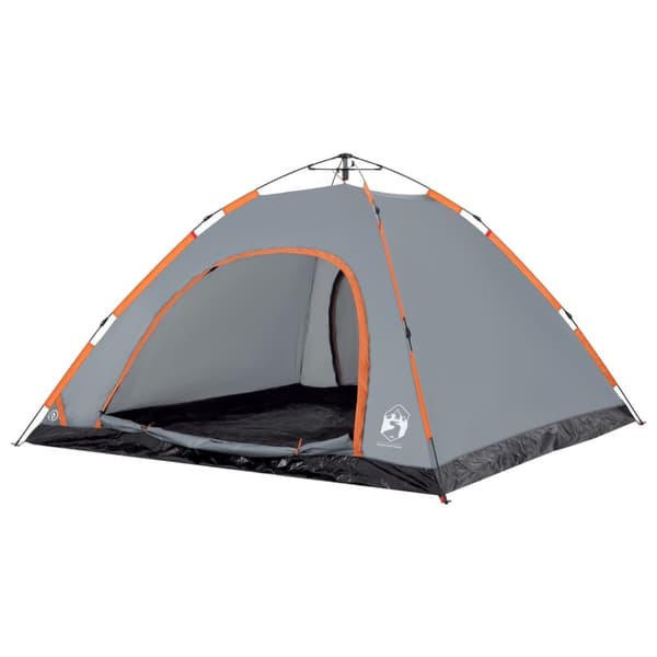 5-personers campingtelt vandtæt quick-release grå og orange