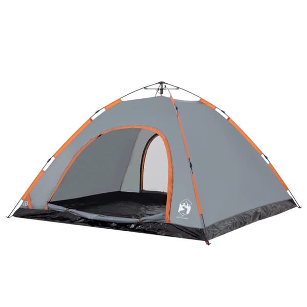 5-personers campingtelt vandtæt quick-release grå og orange