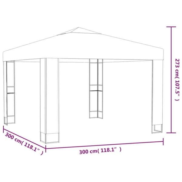 Paviljong dubbla tak 3x3x2,7 m taupe 180 g/m²