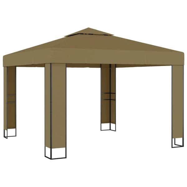 Paviljong dubbla tak 3x3x2,7 m taupe 180 g/m²