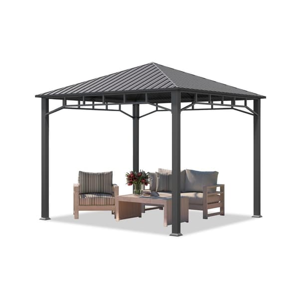 TOOLPORT Havepavillon 3x3 m hardtop ståltag uden sidegardiner profil 9x9 cm