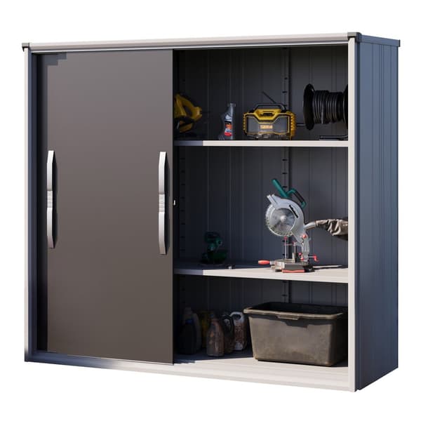 GFP Förvaringsskåp för utomhusbruk metall 210x75x191 cm verktygsbod inkl. skjutdörr antracit vattentät