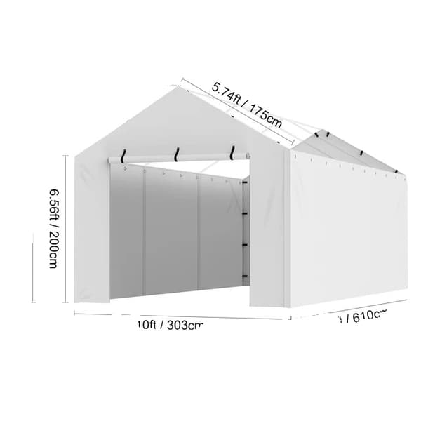 Bilportstak, Tålig Vattentät, UV-skyddad, 10x20ft Gul Topp 10x20ft White Side