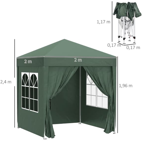 Rootz 2x2m foldepavillon - Pavillon - Øltelt - Hurtig opsætning - UV-beskyttelse - Høj stabilitet - 2L x 2W x 2,4H m - Stål & Oxford stof