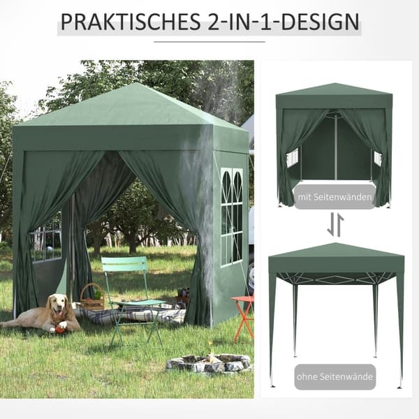 Rootz 2x2m foldepavillon - Pavillon - Øltelt - Hurtig opsætning - UV-beskyttelse - Høj stabilitet - 2L x 2W x 2,4H m - Stål & Oxford stof