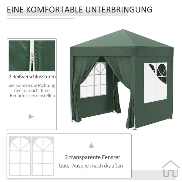 Rootz 2x2m hopfällbart lusthus - Paviljong - Öltält - Snabbinstallation - UV-skydd - Hög stabilitet - 2L x 2W x 2,4H m - Stål & Oxford-tyg
