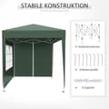 Miniatyrbillede 7 af 10: Rootz 2x2m foldepavillon - Pavillon - Øltelt - Hurtig opsætning - UV-beskyttelse - Høj stabilitet - 2L x 2W x 2,4H m - Stål & Oxford stof