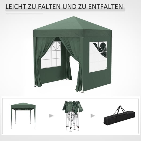 Rootz 2x2m hopfällbart lusthus - Paviljong - Öltält - Snabbinstallation - UV-skydd - Hög stabilitet - 2L x 2W x 2,4H m - Stål & Oxford-tyg