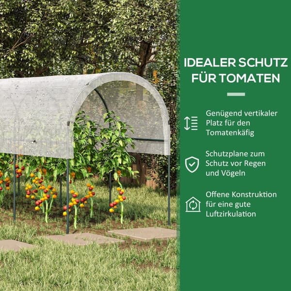 Rootz Plantebeskyttelse Baldakin - Tomatdrivhus - Havely - Buet tag - Stålramme - Kraftig presenning - 400cm x 120cm x 170cm