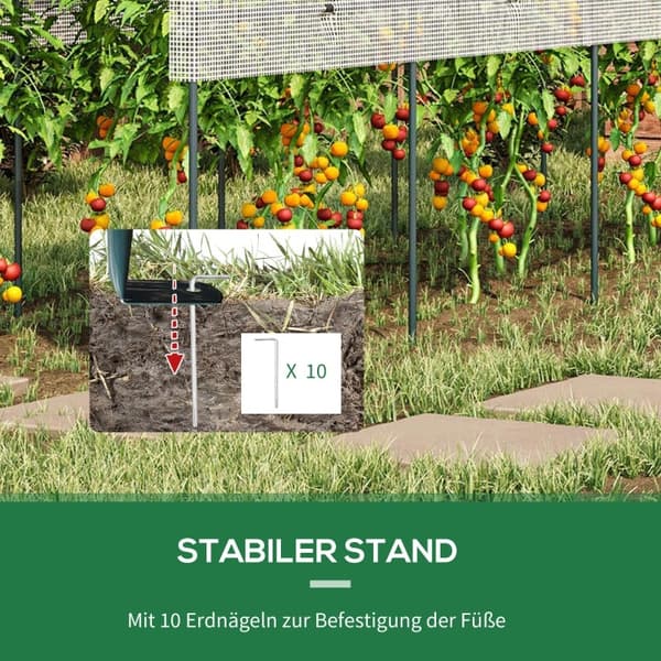 Rootz Plantebeskyttelse Baldakin - Tomatdrivhus - Havely - Buet tag - Stålramme - Kraftig presenning - 400cm x 120cm x 170cm