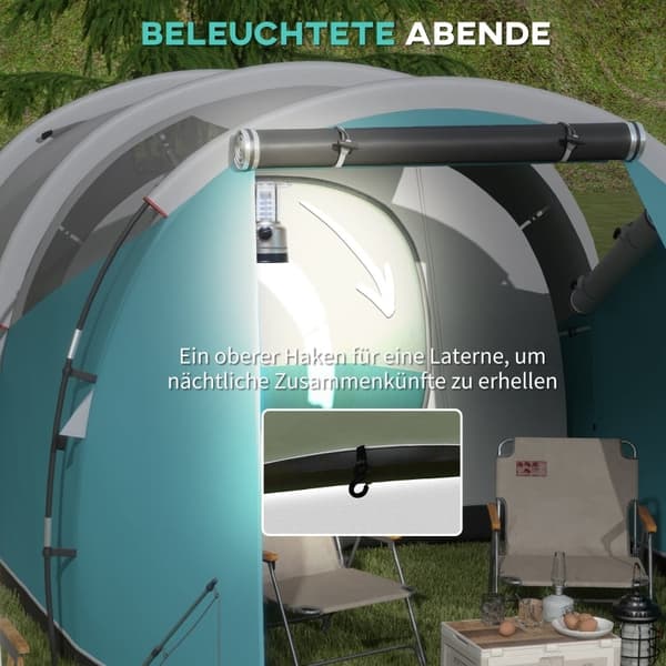Rootz Campingtält - Familjetält - Vattentätt skydd - Rymlig design - 460L x 260W x 190H cm - Polyester, PE, Plast