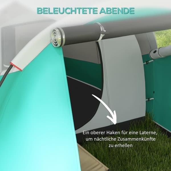 Rootz Campingtelt - Familietelt - Tunneltelt - Vandtæt - Holdbart underlag - Praktisk belysning - 460 cm x 260 cm x 190 cm