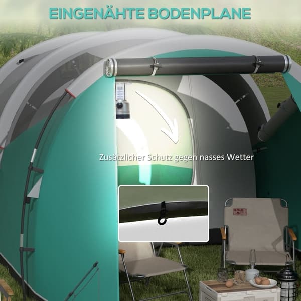 Rootz Campingtelt - Familietelt - Tunneltelt - Vandtæt - Holdbart underlag - Praktisk belysning - 460 cm x 260 cm x 190 cm