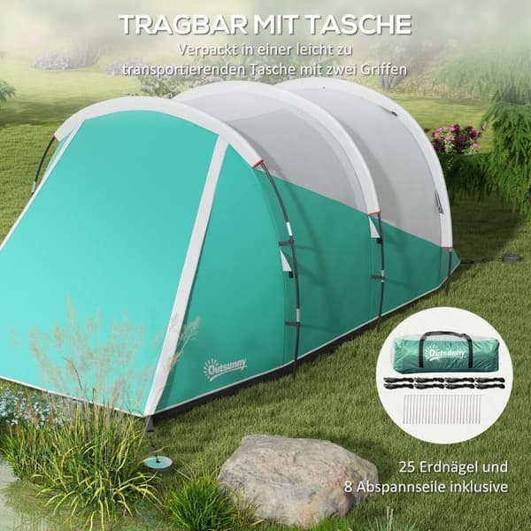 Rootz Campingtelt - Familietelt - Tunneltelt - Vandtæt - Holdbart underlag - Praktisk belysning - 460 cm x 260 cm x 190 cm