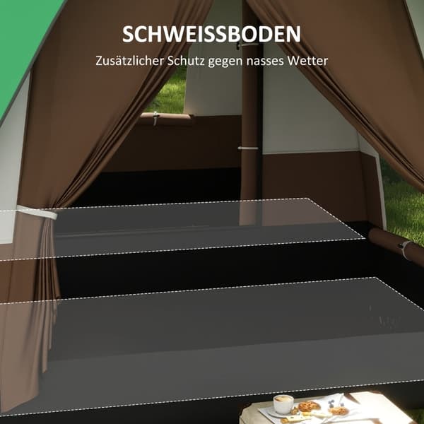 Rootz Campingtält för 7-8 personer - Familjetält - Grupptält - Väderskydd - Optimal ventilation - 490cm x 305cm x 225cm - Grön