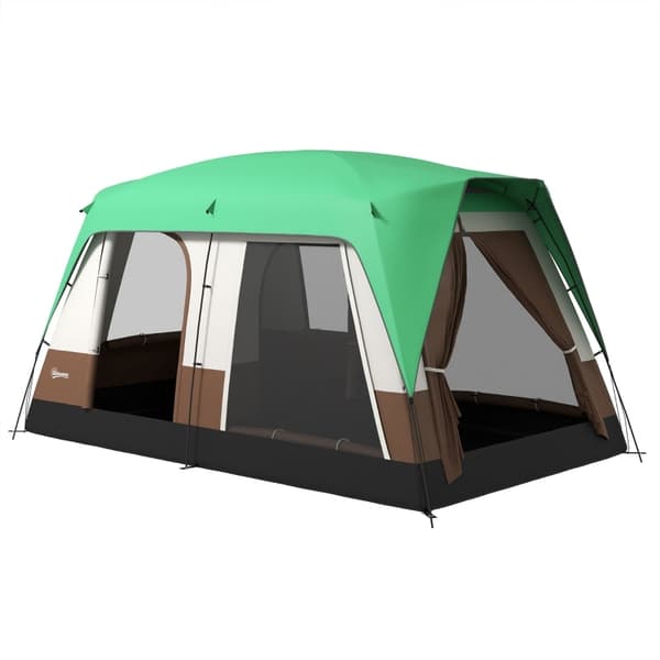 Rootz Campingtält för 7-8 personer - Familjetält - Grupptält - Väderskydd - Optimal ventilation - 490cm x 305cm x 225cm - Grön