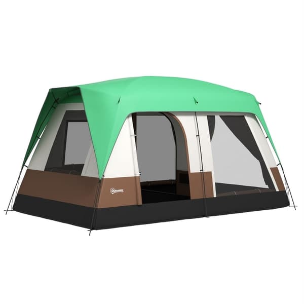 Rootz Campingtelt til 7-8 personer - Familietelt - Gruppetelt - Vejrbeskyttelse - Optimal ventilation - 490cm x 305cm x 225cm - Grøn