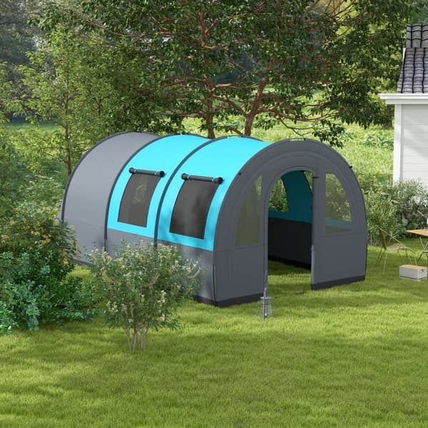Rootz campingtält för upp till 6 personer - Familjetält - Festivaltält - Maximal komfort - Vattentätt skydd - Bekväm belysning - 480L x 260W x 200H cm
