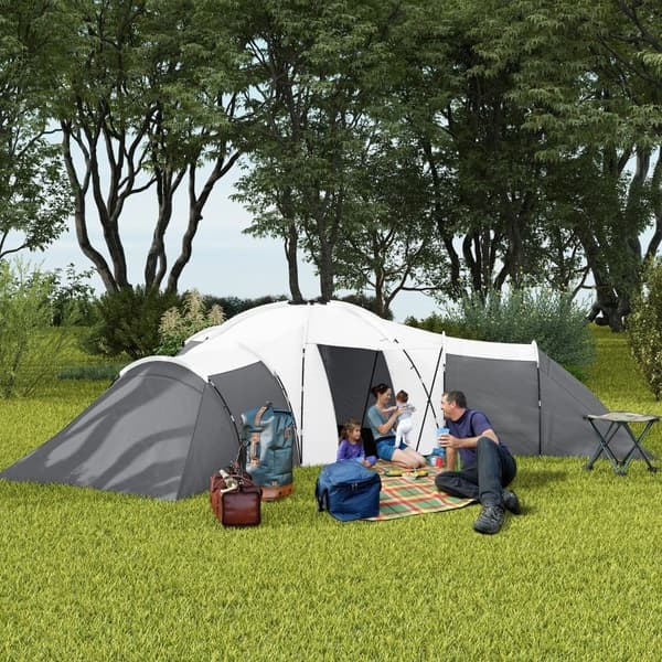 Rootz Camping Teltta - Tunneliteltta - Perheteltta - Tilava - Kestävä - Vedenpitävä - 220L x 188L x 150K cm (Makuuhuone), 495L x 415W cm (Olohuone)