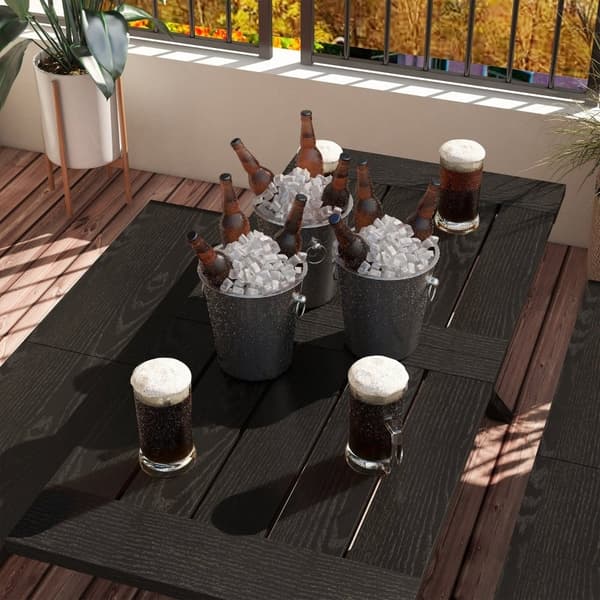 Rootz öltältset för 4 personer - Uteserveringsset - Trädgårdsfestmöbler - Väderbeständig - Trälook - Aluminiumram - 180cm x 80cm x 73cm Bord - 165cm x