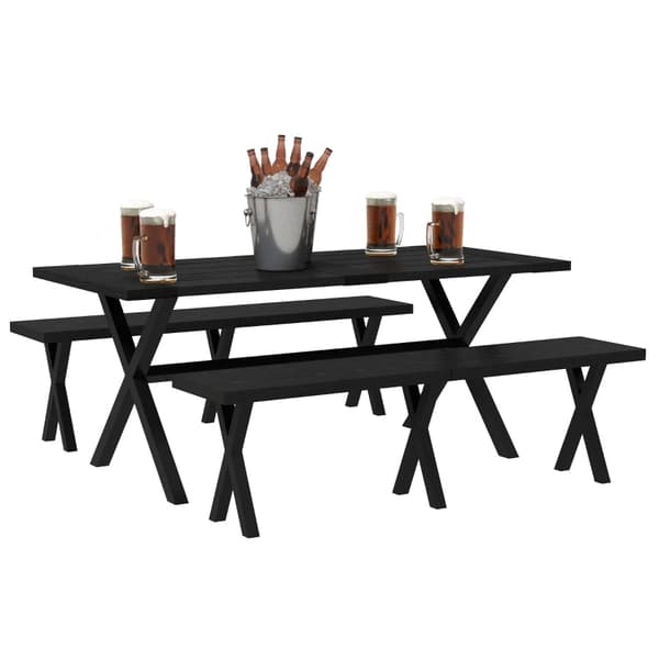 Rootz öltältset för 4 personer - Uteserveringsset - Trädgårdsfestmöbler - Väderbeständig - Trälook - Aluminiumram - 180cm x 80cm x 73cm Bord - 165cm x