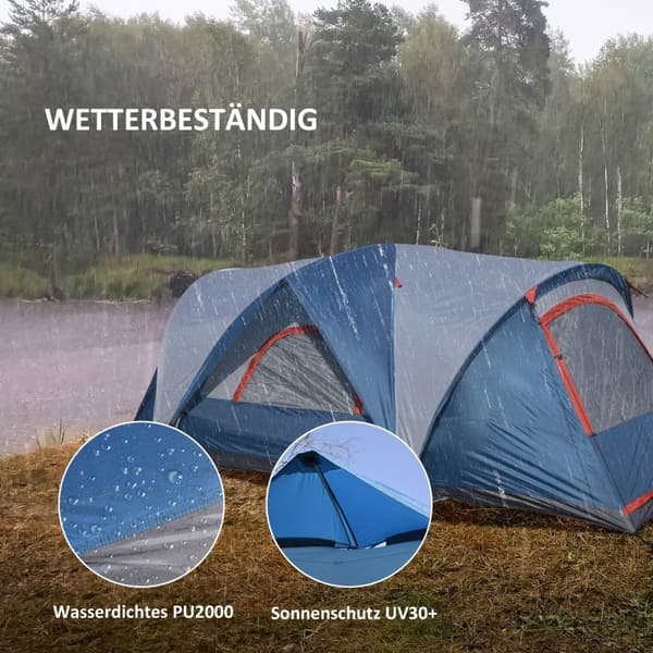 Rootz Campingtelt - Udendørs Shelter - Familietelt - Rummeligt design - Vandafvisende - UV-resistent - 475L x 207W x 150H cm