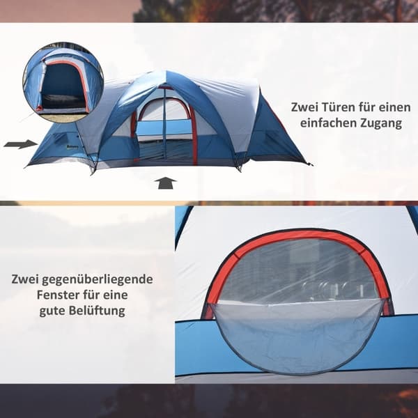 Rootz Campingtelt - Udendørs Shelter - Familietelt - Rummeligt design - Vandafvisende - UV-resistent - 475L x 207W x 150H cm