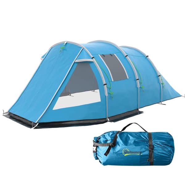 Rootz Campingtält - Väderbeständigt vandringstält - Familjetält - Rymlig design - Väderbeständigt skydd - Förbättrad ventilation - 475 cm x 264 cm x 1