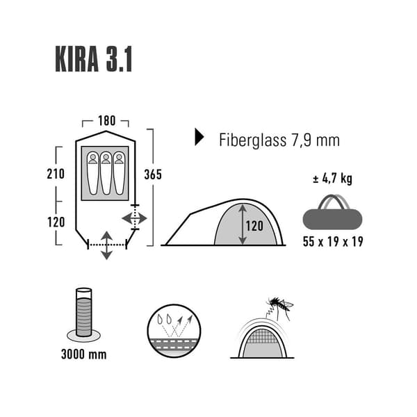 High Peak Telt Kira 3.1 Grøn 3 Places