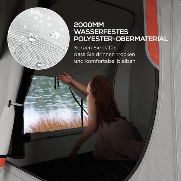 Rootz Car Telt Camping Telt - Car Shelter - Udendørs baldakin - 3 døre - Vejrbestandig - 239cm x 210cm x 210cm - Orange + Grå