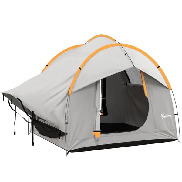Rootz Car Telt Camping Telt - Car Shelter - Udendørs baldakin - 3 døre - Vejrbestandig - 239cm x 210cm x 210cm - Orange + Grå