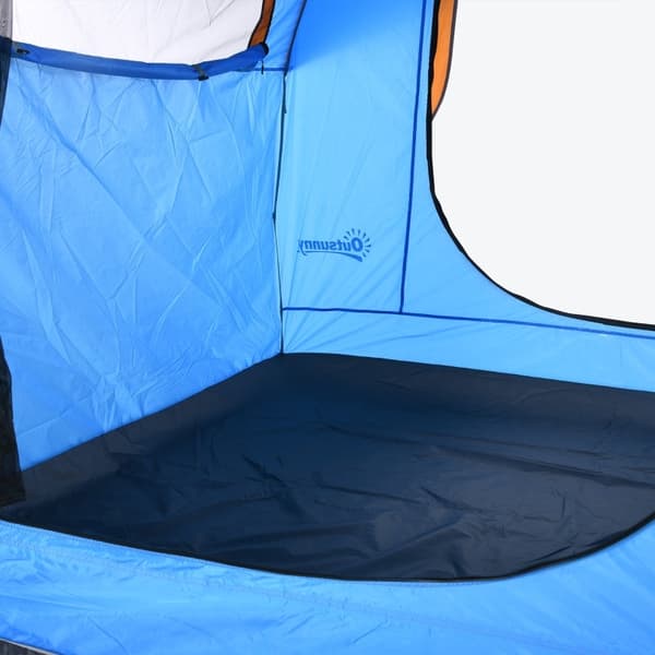 Rootz Biltält Campingtält - Bilskydd - Utomhustak - 3 dörrar - Väderbeständig - 239cm x 210cm x 210cm - Orange + Blå