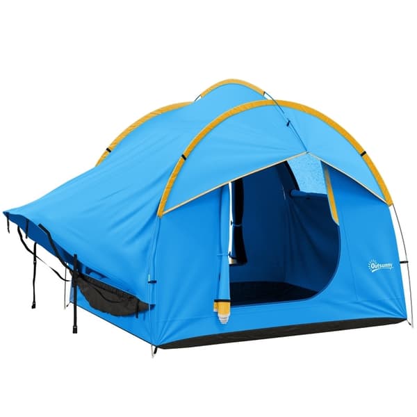 Rootz Biltält Campingtält - Bilskydd - Utomhustak - 3 dörrar - Väderbeständig - 239cm x 210cm x 210cm - Orange + Blå