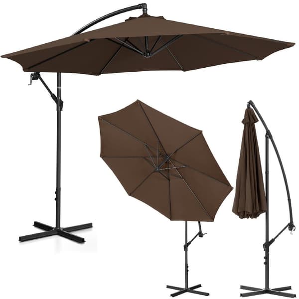 Haveparaply med bom, rund, vipbar, diameter. 300 cm brun