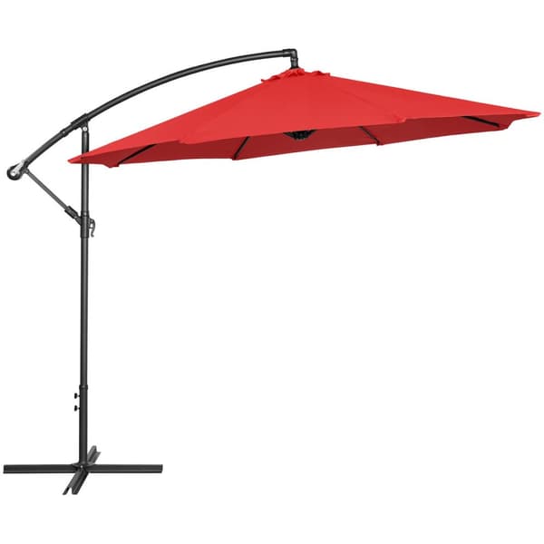 Haveparaply med bom, rund, vipbar, diameter. 300 cm rød