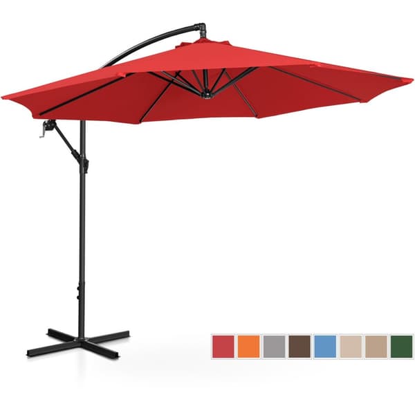 Haveparaply med bom, rund, vipbar, diameter. 300 cm rød