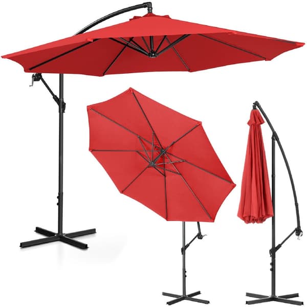 Haveparaply med bom, rund, vipbar, diameter. 300 cm rød
