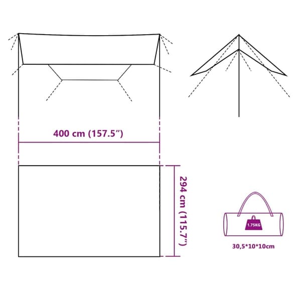 vidaXL Retkipressu harmaa ja oranssi 400x294 cm vedenpitävä