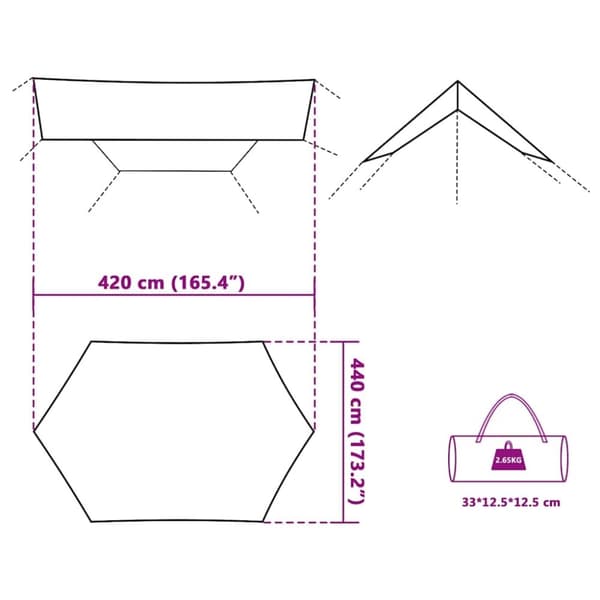 vidaXL Tarp grön 420x440 cm vattentät