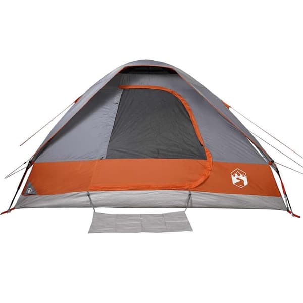 vidaXL Kuppeltelt for camping 4 personer grå og oransje vanntett
