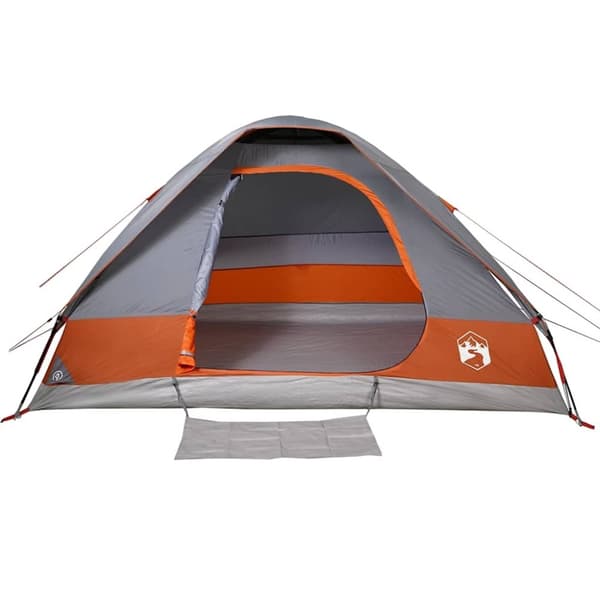 vidaXL Kuppeltelt for camping 4 personer grå og oransje vanntett